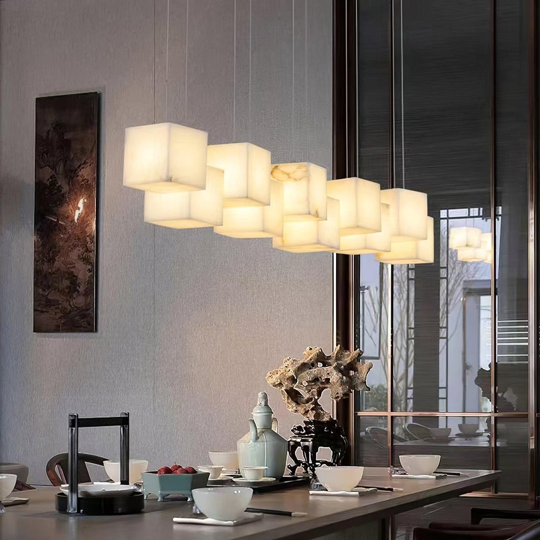 Jade Modern Minimalist Alabaster Chandelier Living Room Bedroom