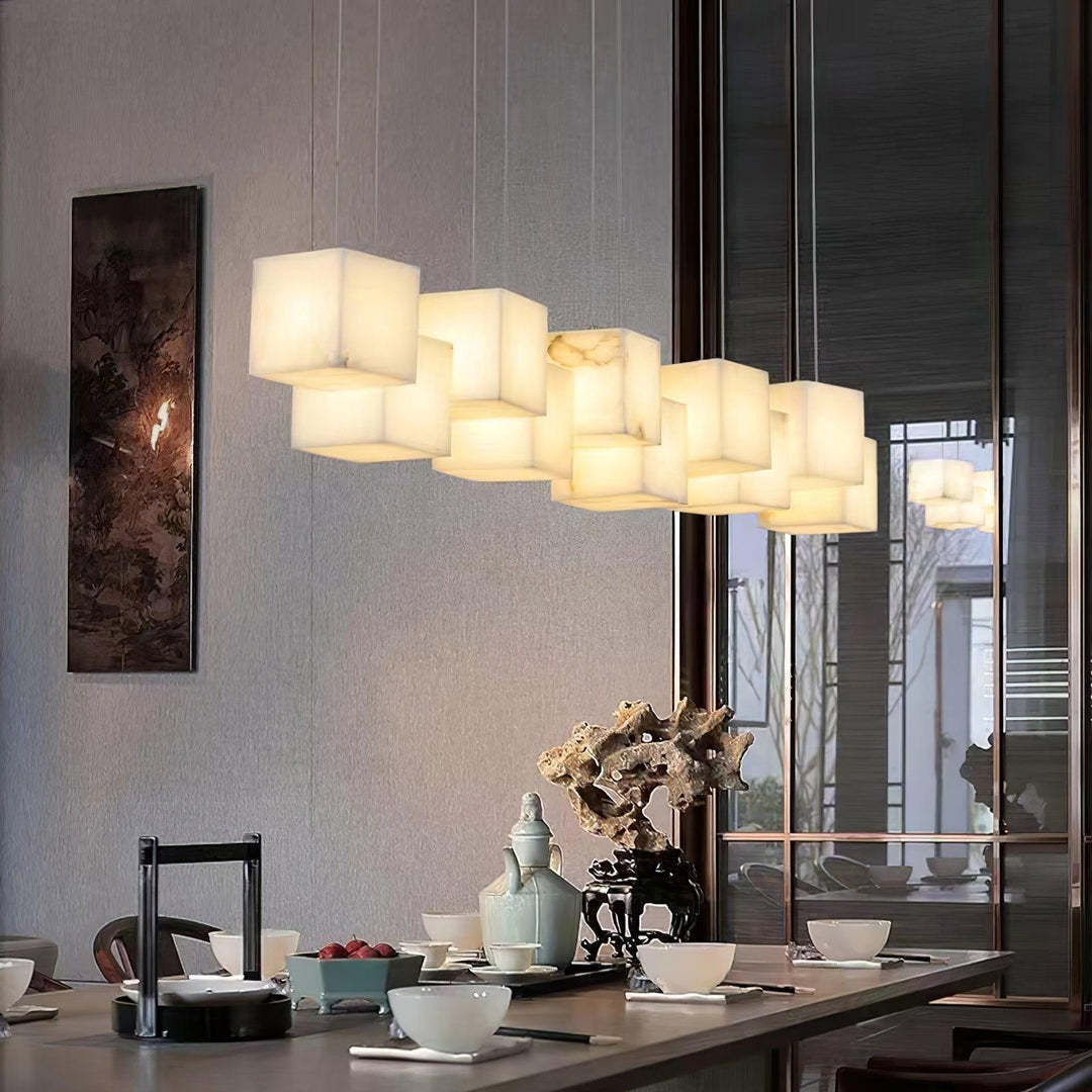 Jade Modern Minimalist Alabaster Chandelier Living Room Bedroom