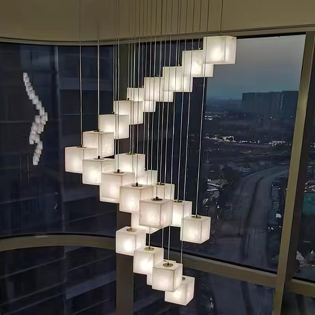 Jade Modern Minimalist Alabaster Chandelier Living Room Bedroom
