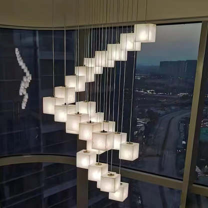 Jade Modern Minimalist Alabaster Chandelier Living Room Bedroom