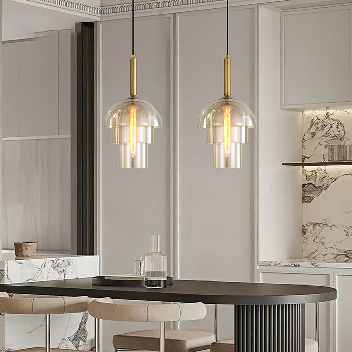 Hailie Modern Contemporary Metal Glass Pendant Light Kitchen Dining Room
