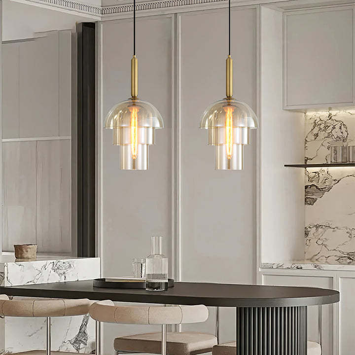 Hailie Modern Contemporary Metal Glass Pendant Light Kitchen Dining Room
