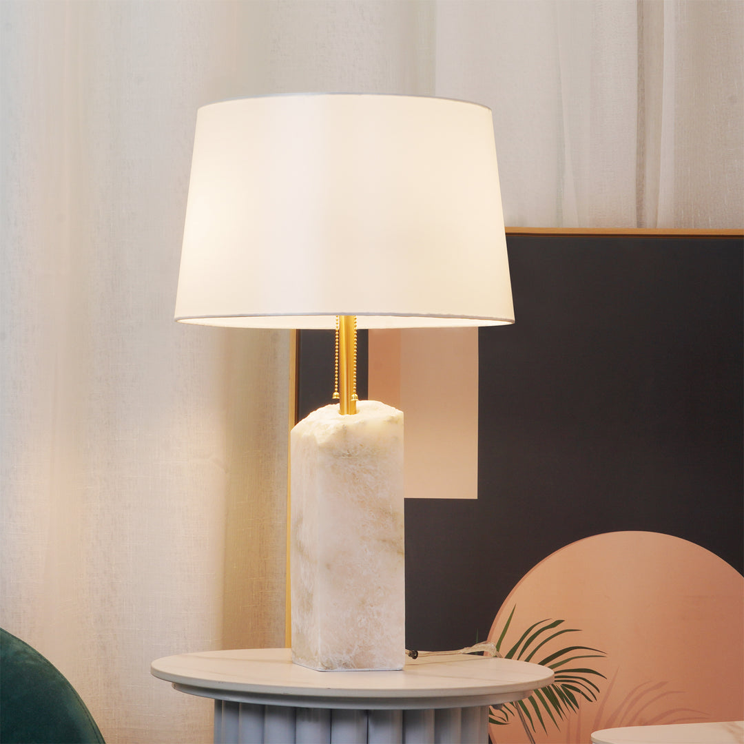 Jade Alabaster Rectangular Elegant Table Lamp Bedroom Living Room
