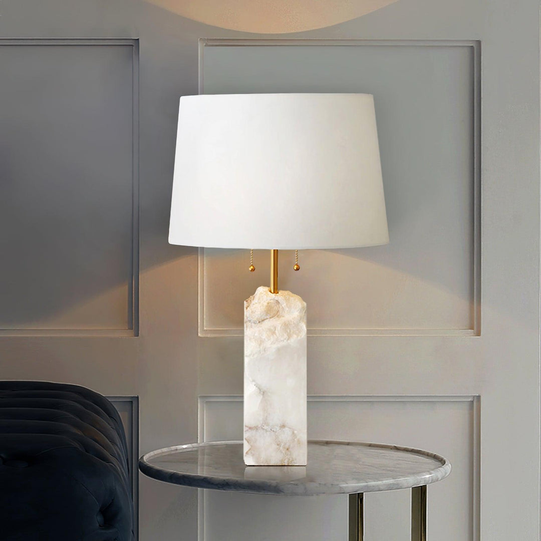 Jade Alabaster Rectangular Elegant Table Lamp Bedroom Living Room