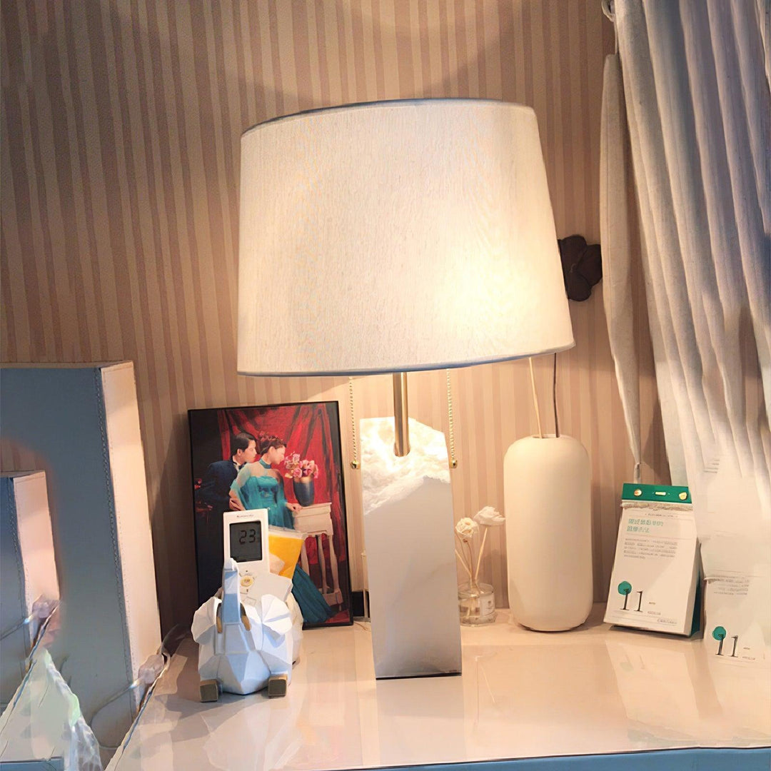 Jade Alabaster Rectangular Elegant Table Lamp Bedroom Living Room