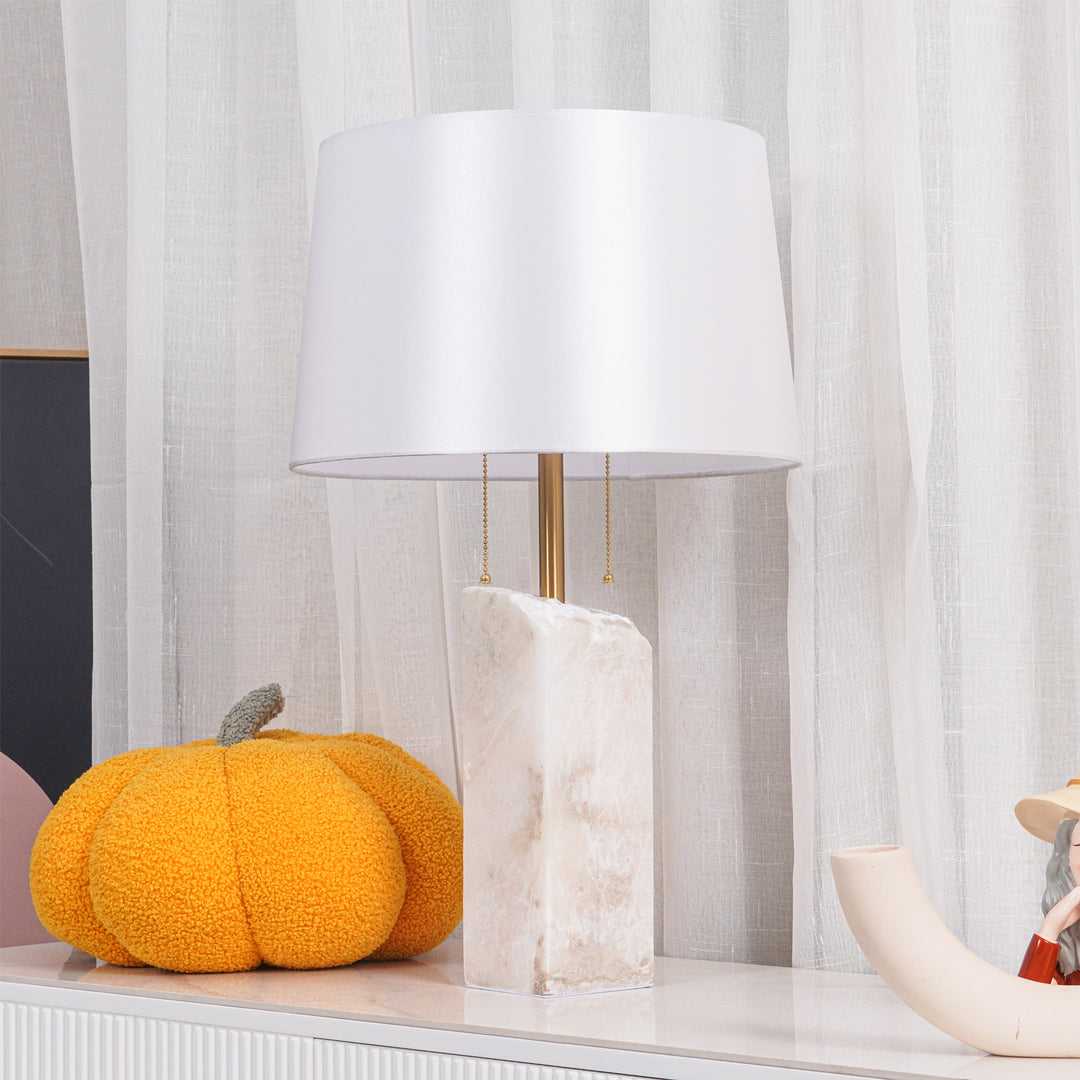Jade Alabaster Rectangular Elegant Table Lamp Bedroom Living Room