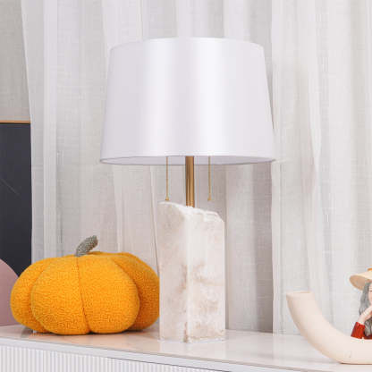 Jade Alabaster Rectangular Elegant Table Lamp Bedroom Living Room
