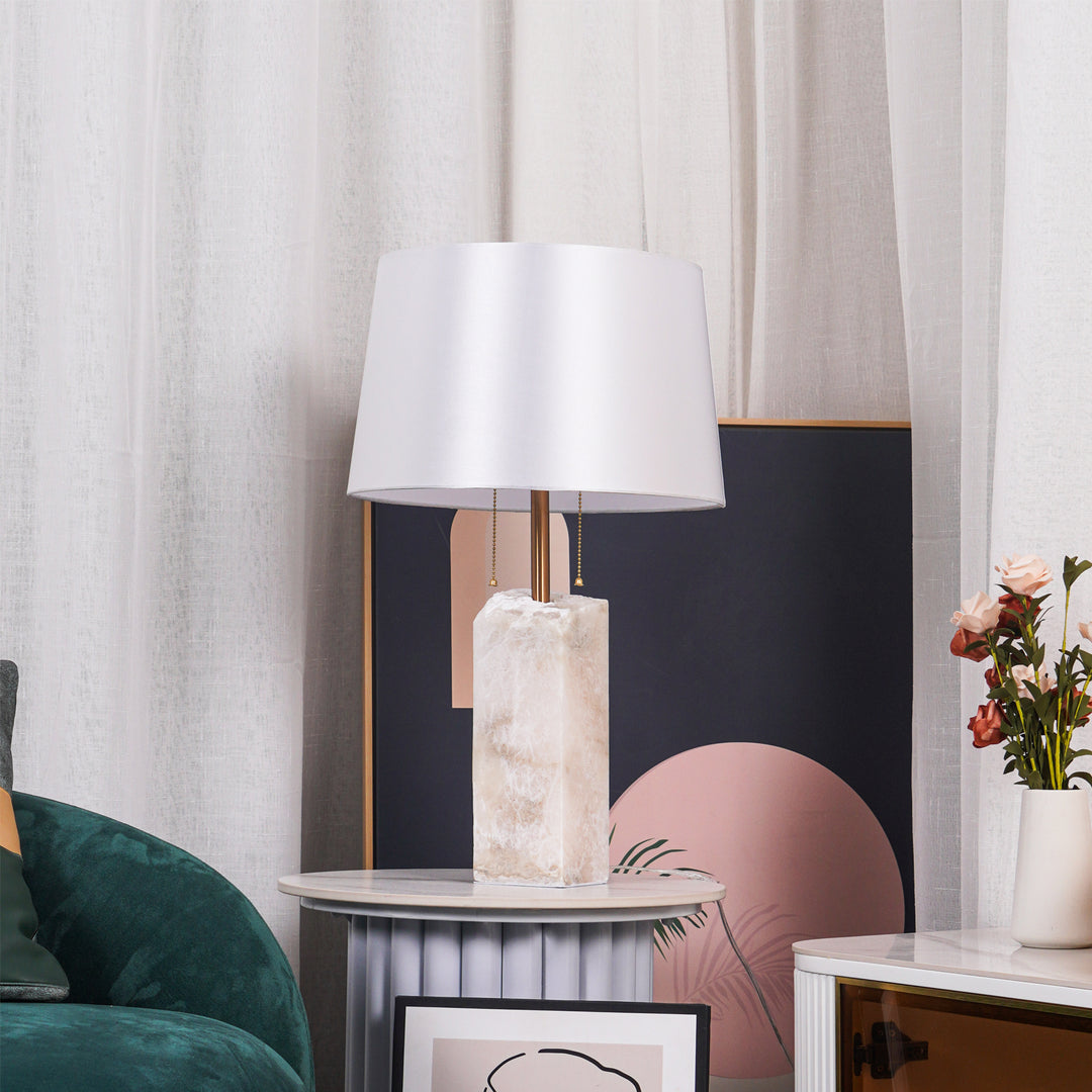 Jade Alabaster Rectangular Elegant Table Lamp Bedroom Living Room