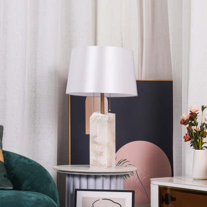 Jade Alabaster Rectangular Elegant Table Lamp Bedroom Living Room