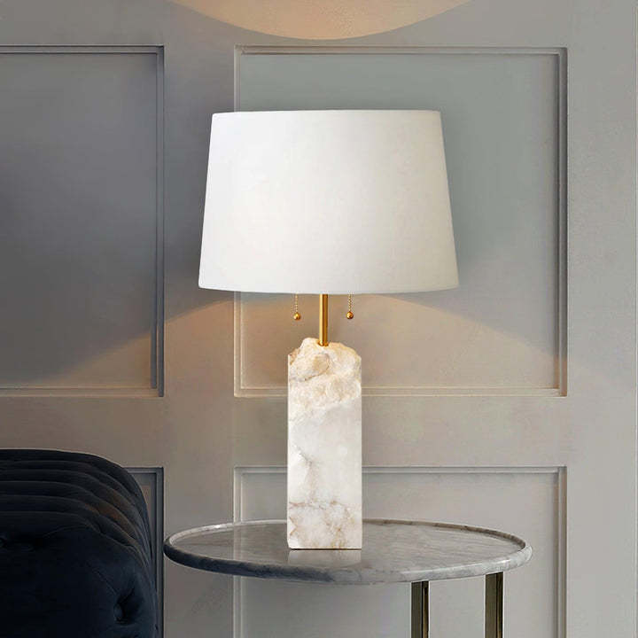 Jade Alabaster Rectangular Elegant Table Lamp Bedroom Living Room