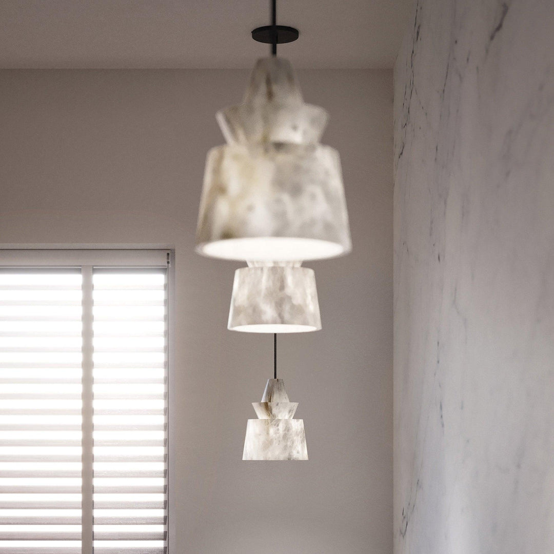 Jade Artistic Sculptural Alabaster Pendant Light Living Room Bedroom