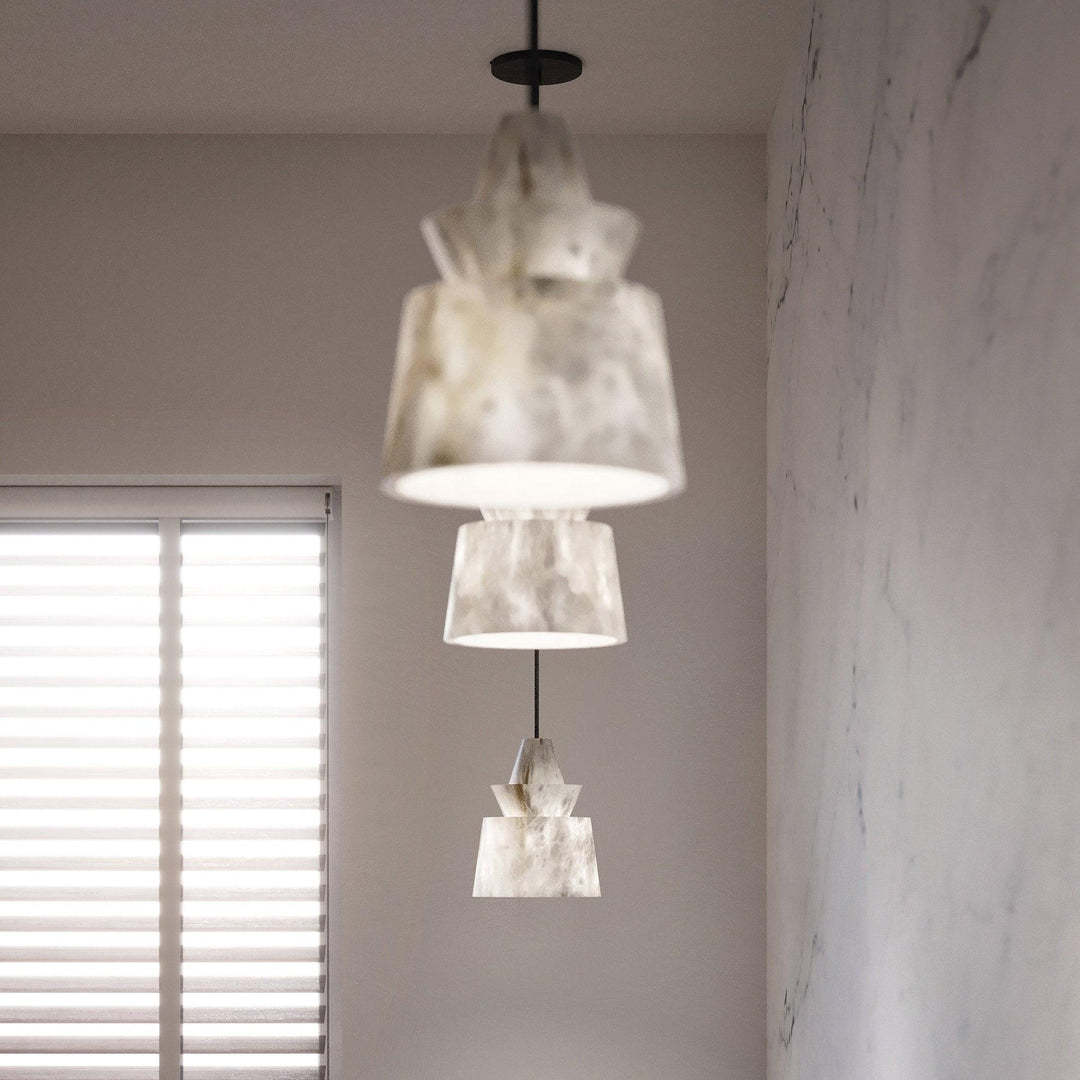 Jade Artistic Sculptural Alabaster Pendant Light Living Room Bedroom