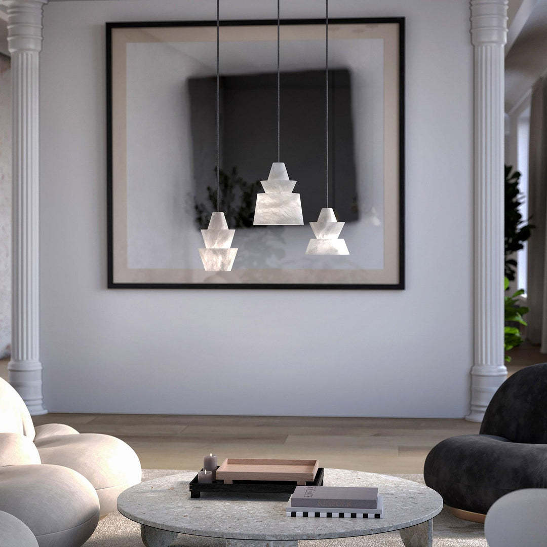 Jade Artistic Sculptural Alabaster Pendant Light Living Room Bedroom