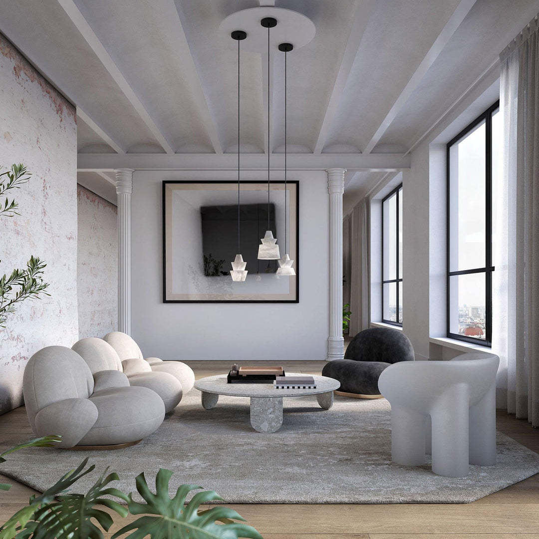 Jade Artistic Sculptural Alabaster Pendant Light Living Room Bedroom