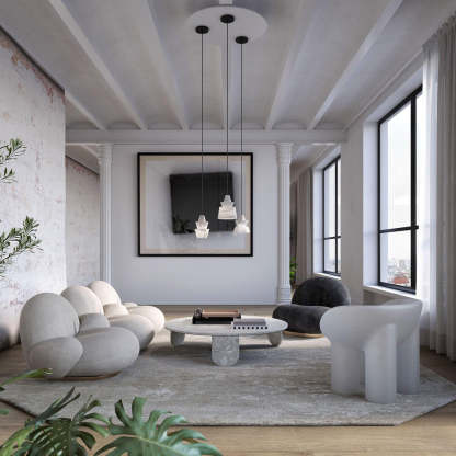Jade Artistic Sculptural Alabaster Pendant Light Living Room Bedroom