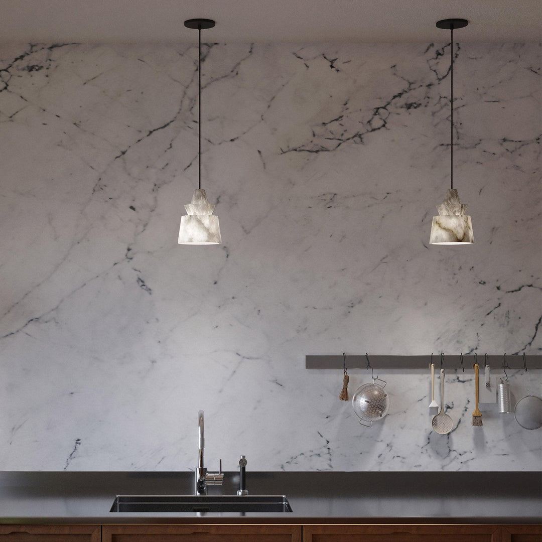 Jade Artistic Sculptural Alabaster Pendant Light Living Room Bedroom