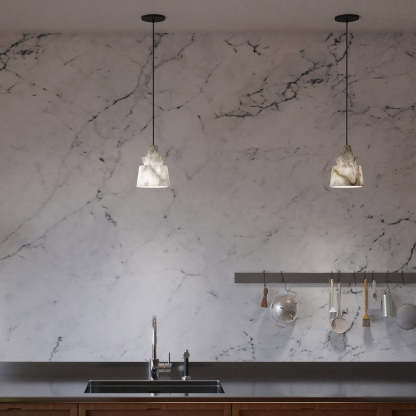 Jade Artistic Sculptural Alabaster Pendant Light Living Room Bedroom