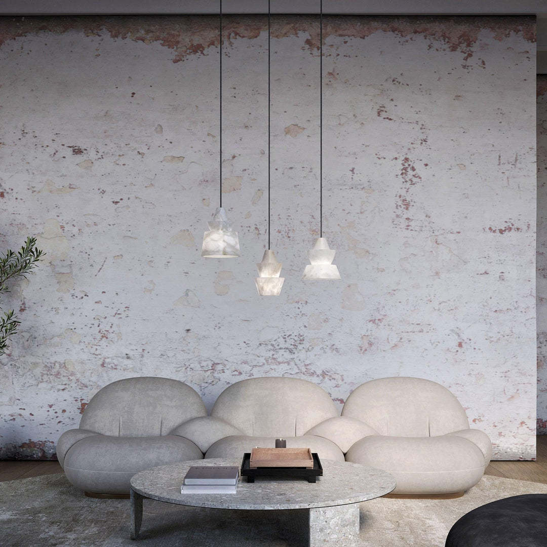 Jade Artistic Sculptural Alabaster Pendant Light Living Room Bedroom