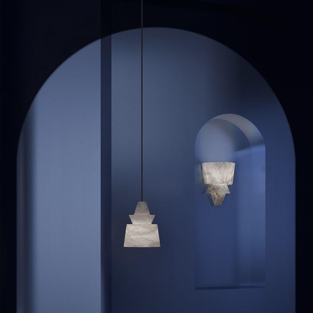Jade Artistic Sculptural Alabaster Pendant Light Living Room Bedroom