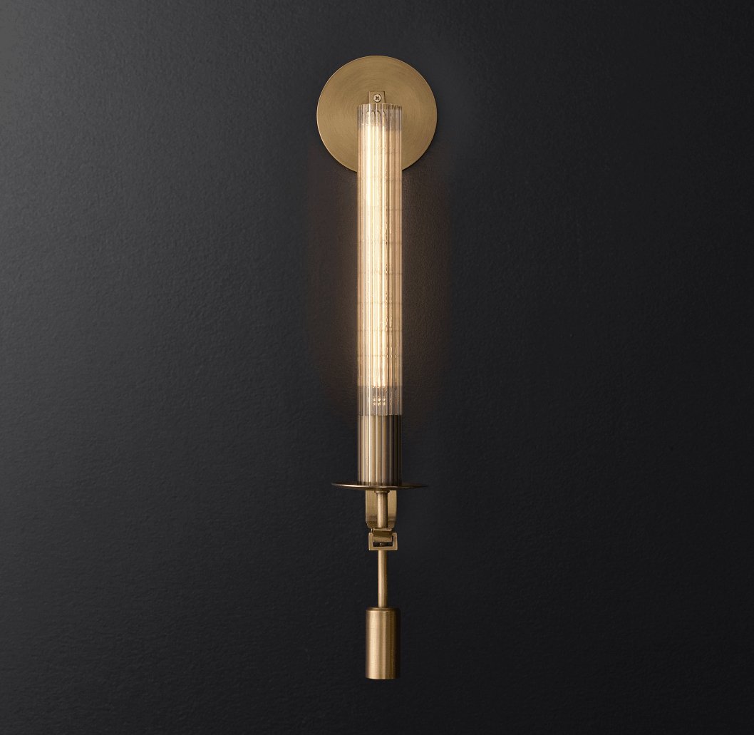 Alessio Minimalism Brass Metal Glass Wall Lamp Bedroom Living Room