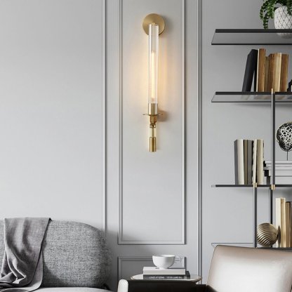 Alessio Minimalism Brass Metal Glass Wall Lamp Bedroom Living Room