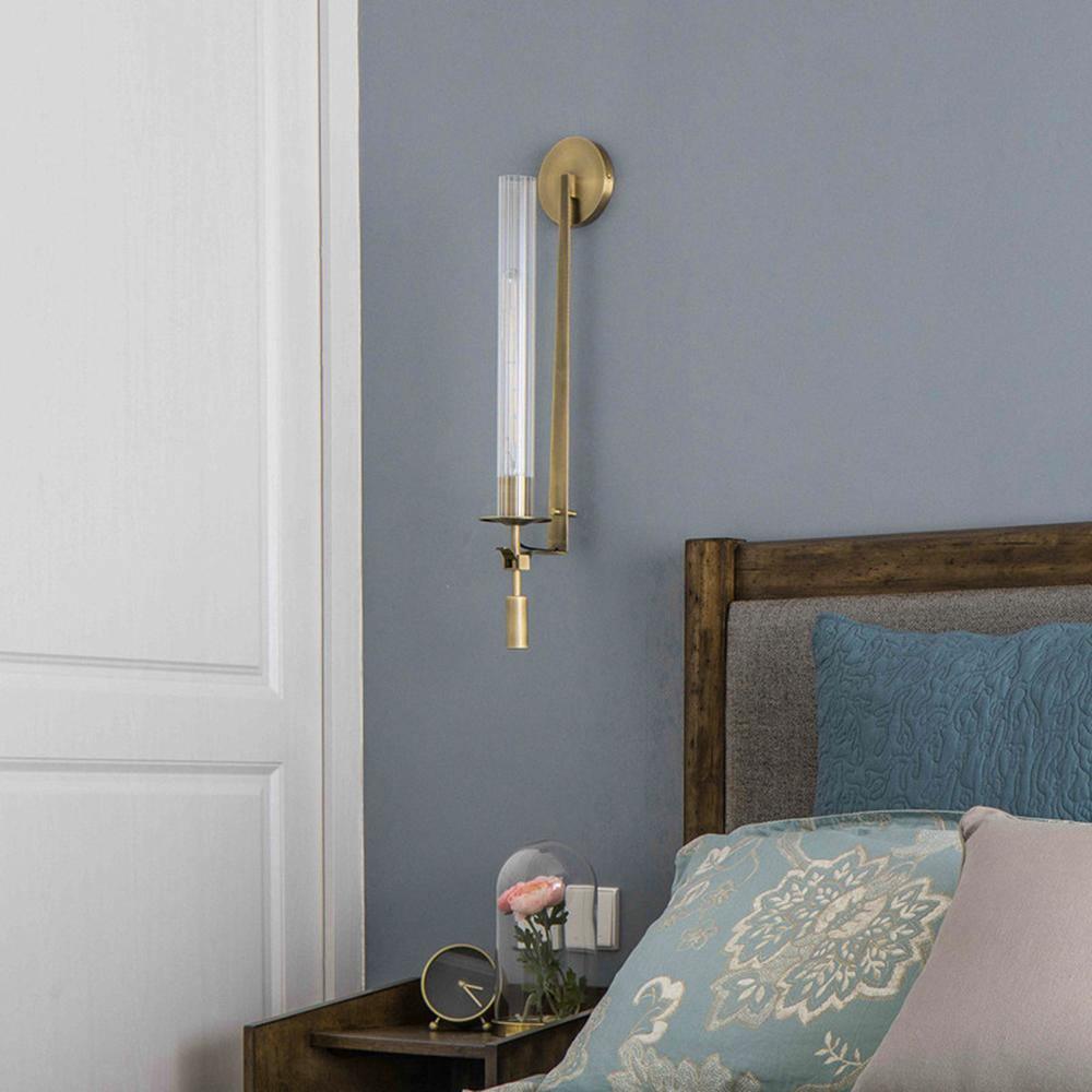 Alessio Minimalism Brass Metal Glass Wall Lamp Bedroom Living Room