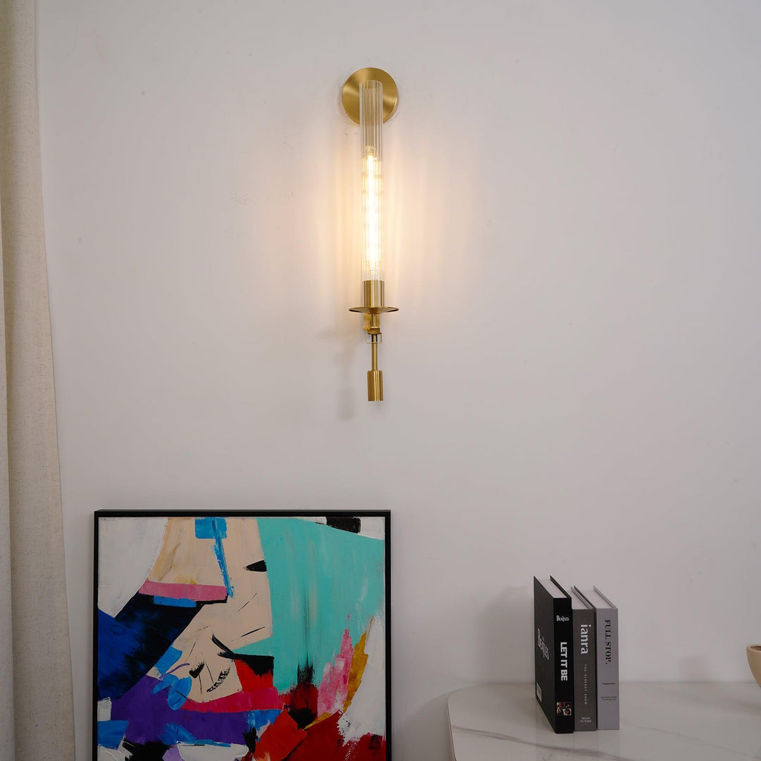 Alessio Minimalism Brass Metal Glass Wall Lamp Bedroom Living Room