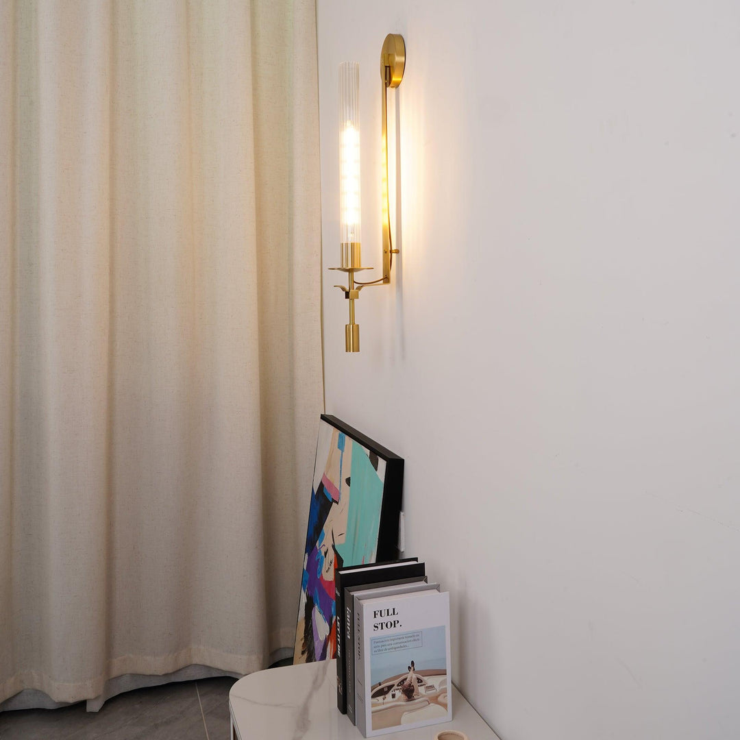 Alessio Minimalism Brass Metal Glass Wall Lamp Bedroom Living Room