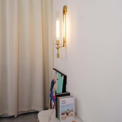 Alessio Minimalism Brass Metal Glass Wall Lamp Bedroom Living Room