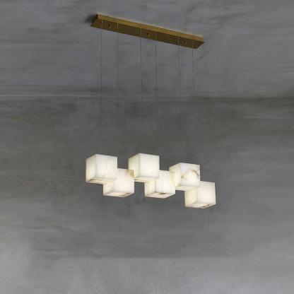 Jade Alabaster Brass Spiral Modern Pendant Light Living Room Bedroom
