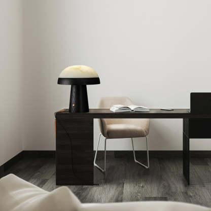 Jade Modern Alabaster Wood Mushroom Table Lamp Living Room