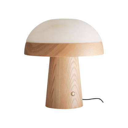 Jade Modern Alabaster Wood Mushroom Table Lamp Living Room