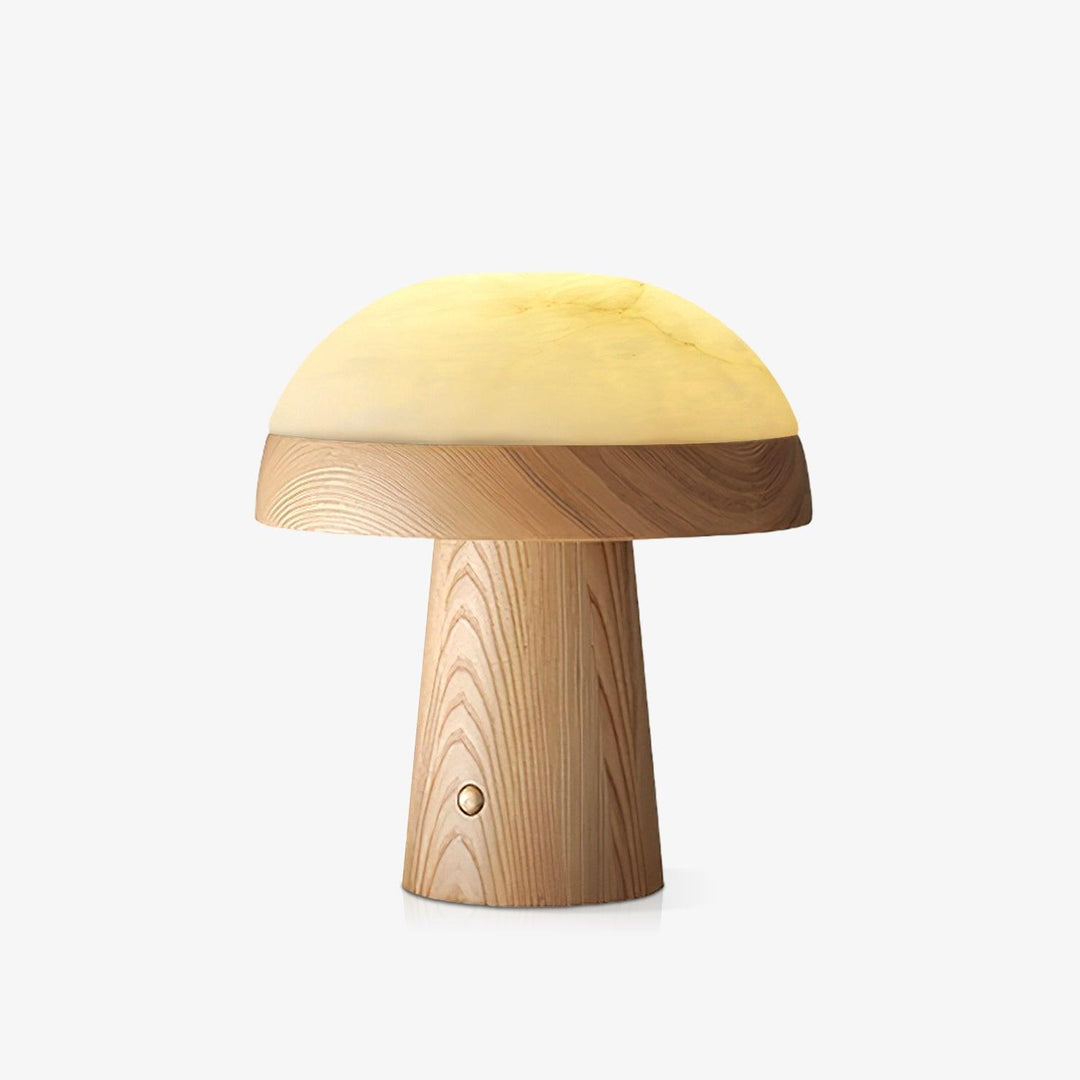 Jade Modern Alabaster Wood Mushroom Table Lamp Living Room