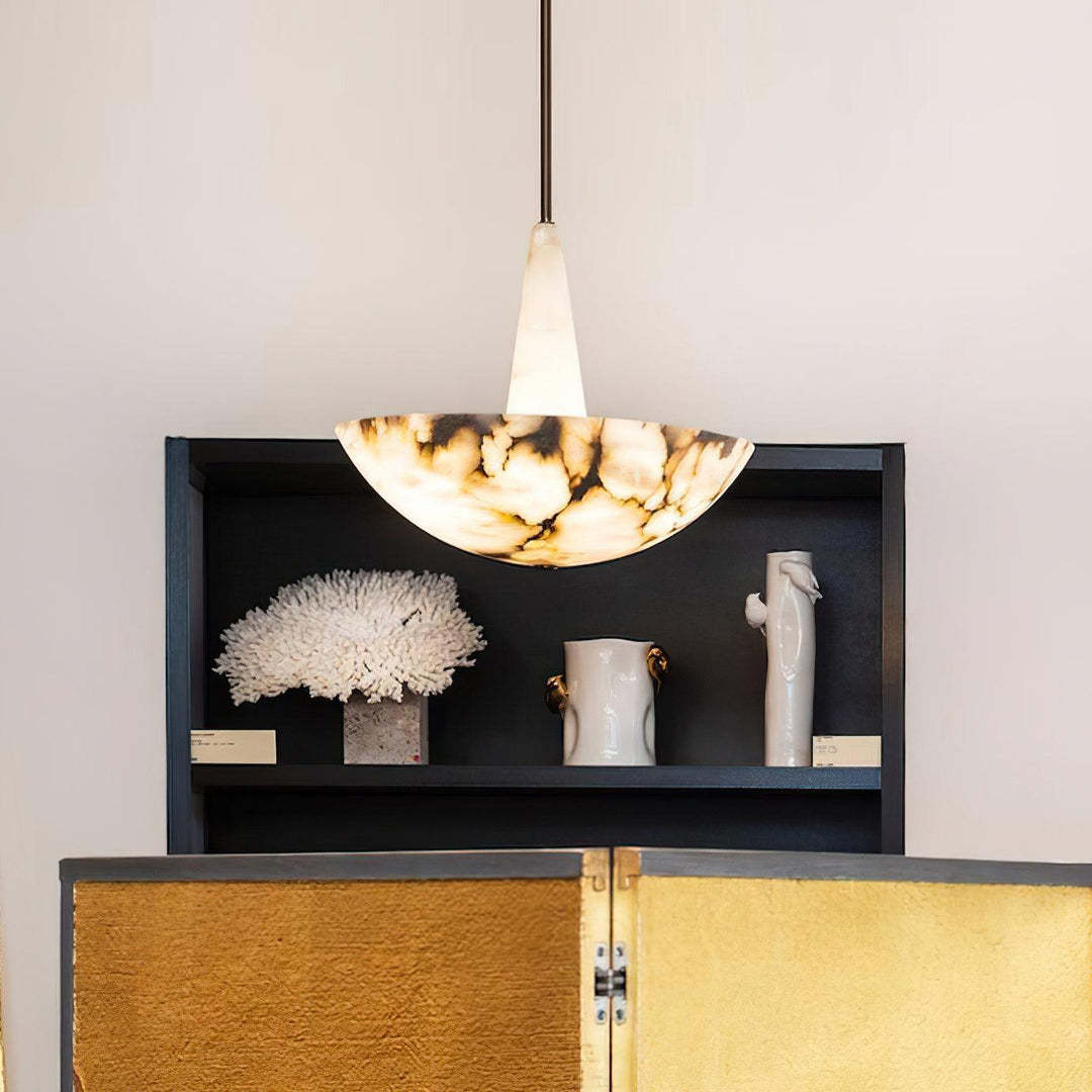 Chandelier Alabaster Dome Modern Living Room Dining Room | Las Sola