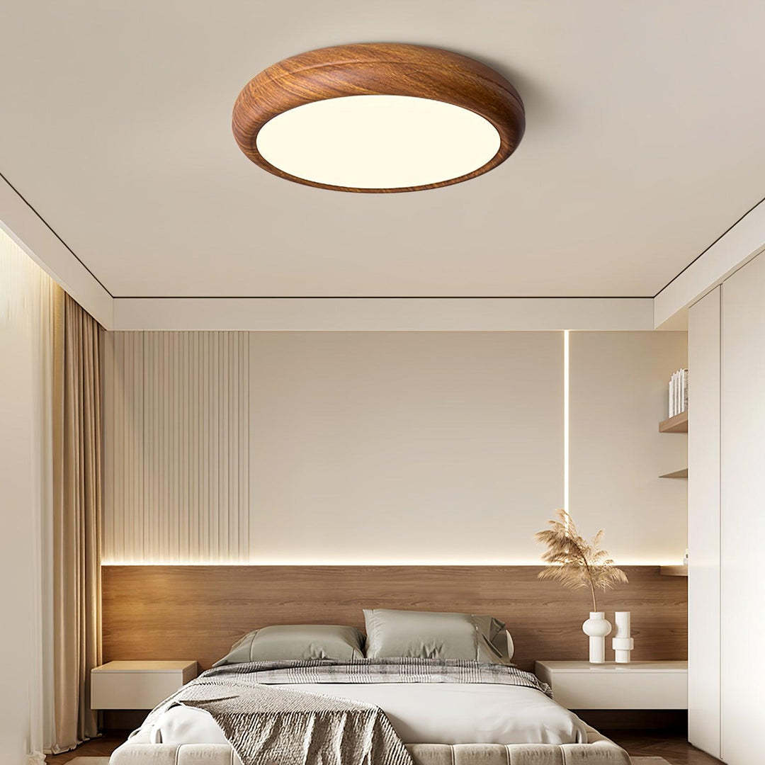 Muto Modern Round Wood Round Ceiling Light Bedroom