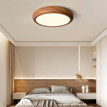 Muto Modern Round Wood Round Ceiling Light Bedroom