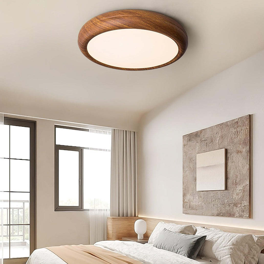 Muto Modern Round Wood Round Ceiling Light Bedroom