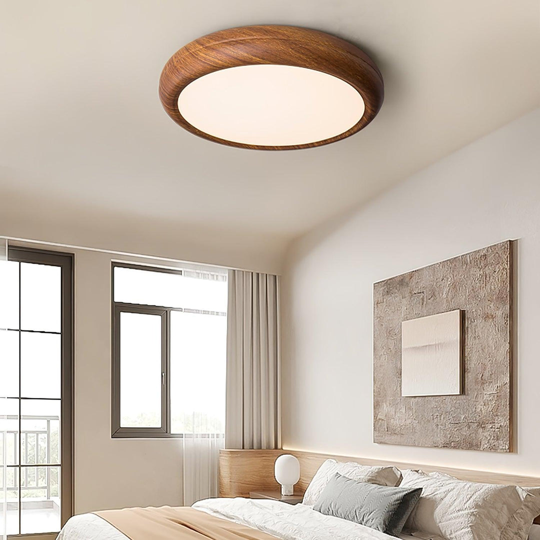 Muto Modern Round Wood Round Ceiling Light Bedroom