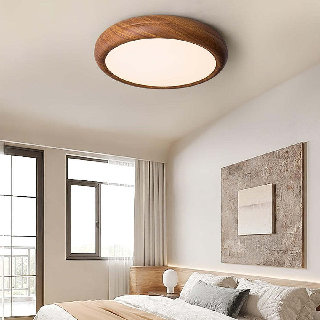 Muto Modern Round Wood Round Ceiling Light Bedroom