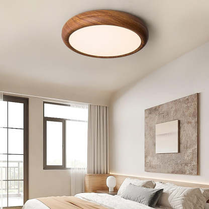 Muto Modern Round Wood Round Ceiling Light Bedroom