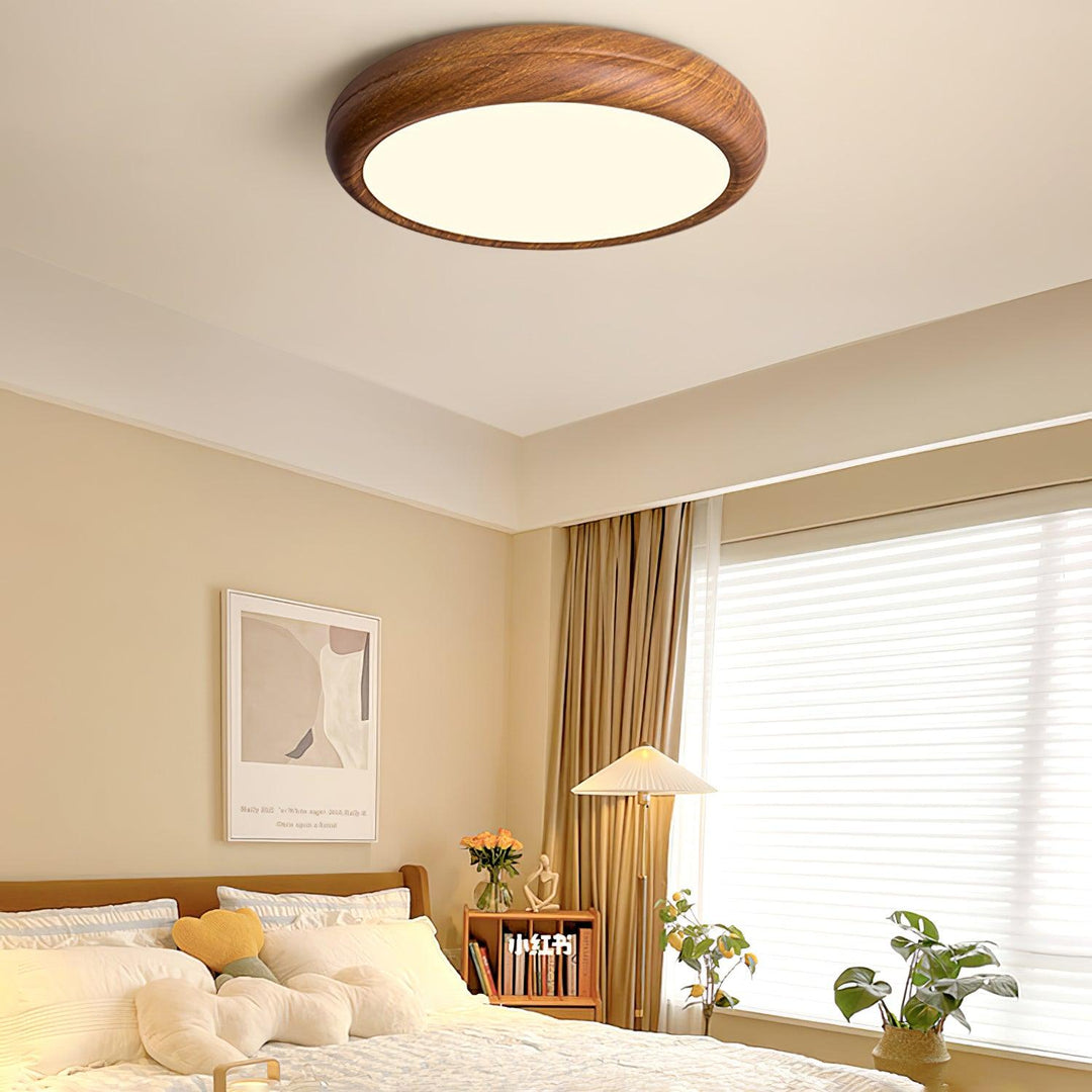 Muto Modern Round Wood Round Ceiling Light Bedroom