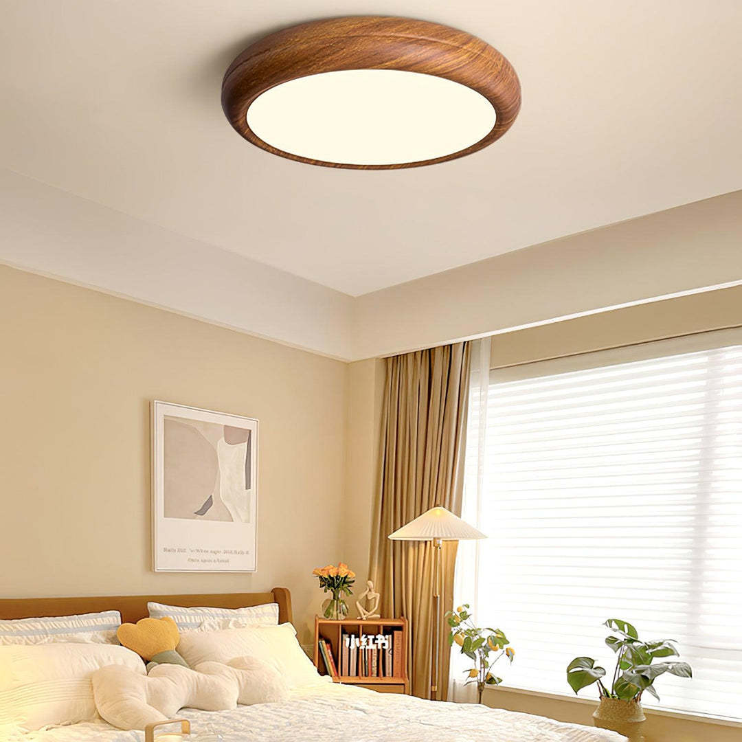 Muto Modern Round Wood Round Ceiling Light Bedroom