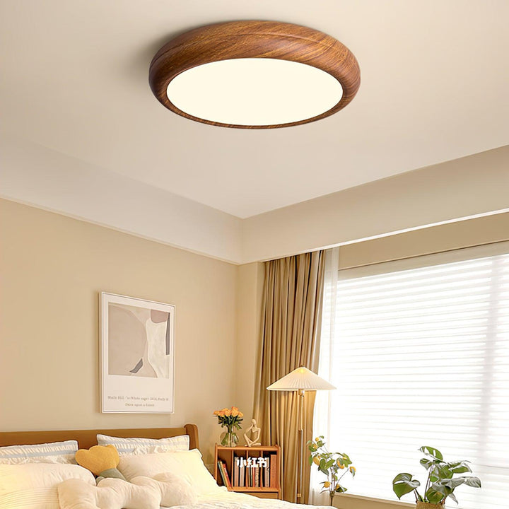 Muto Modern Round Wood Round Ceiling Light Bedroom