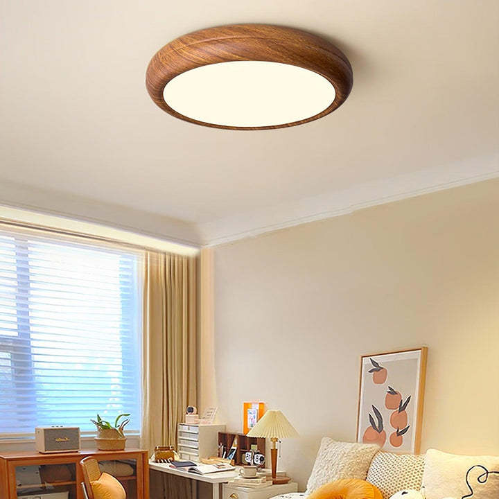 Muto Modern Round Wood Round Ceiling Light Bedroom