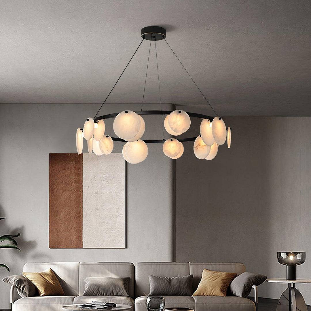 Jade Modern Alabaster Brass Chandelier Living Room Dining Room