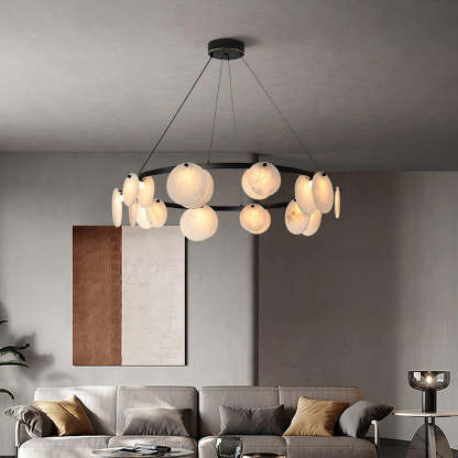 Jade Modern Alabaster Brass Chandelier Living Room Dining Room