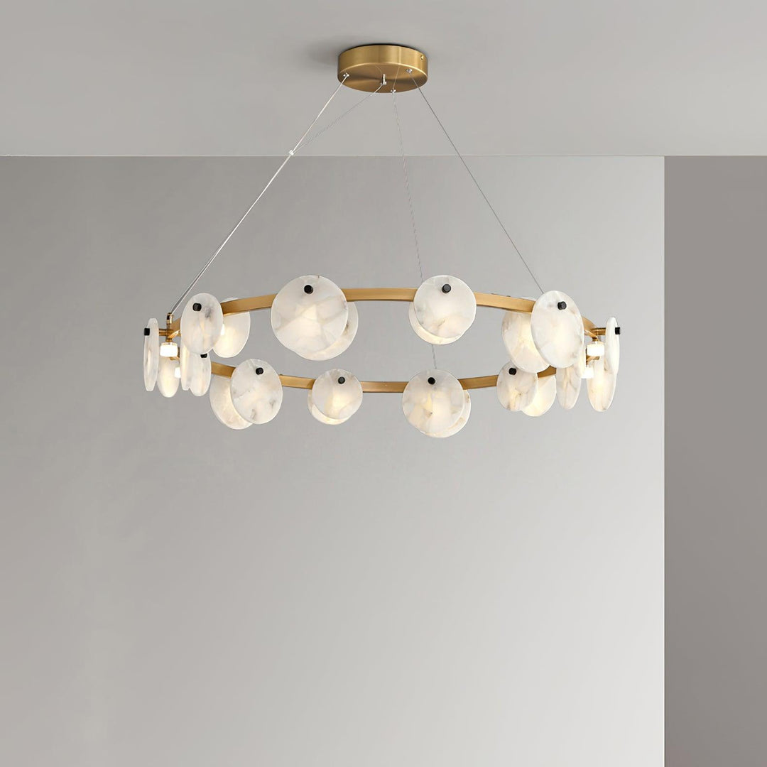 Jade Modern Alabaster Brass Chandelier Living Room Dining Room