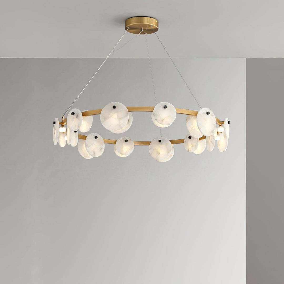 Jade Modern Alabaster Brass Chandelier Living Room Dining Room