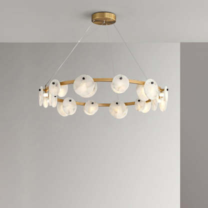 Jade Modern Alabaster Brass Chandelier Living Room Dining Room