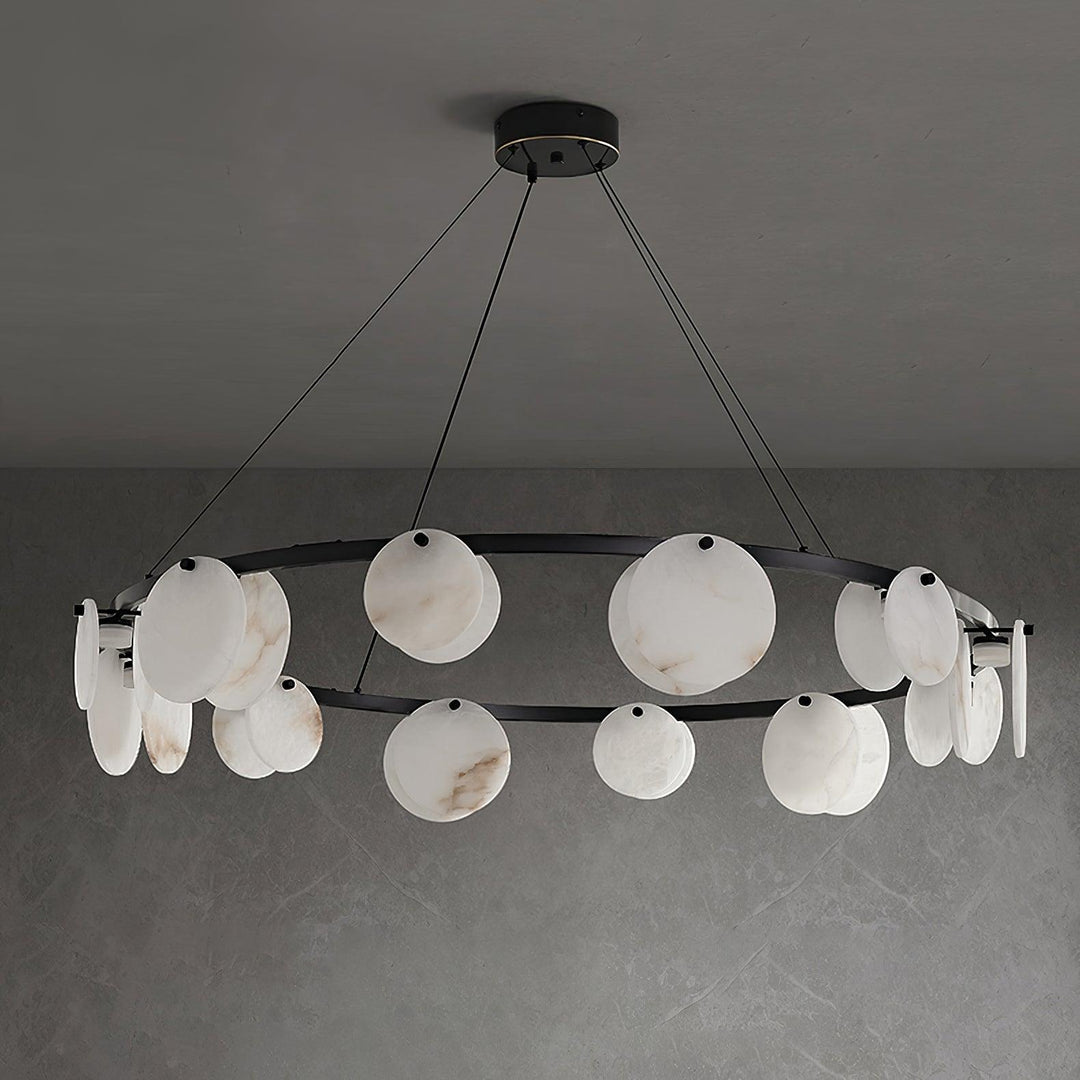 Jade Modern Alabaster Brass Chandelier Living Room Dining Room